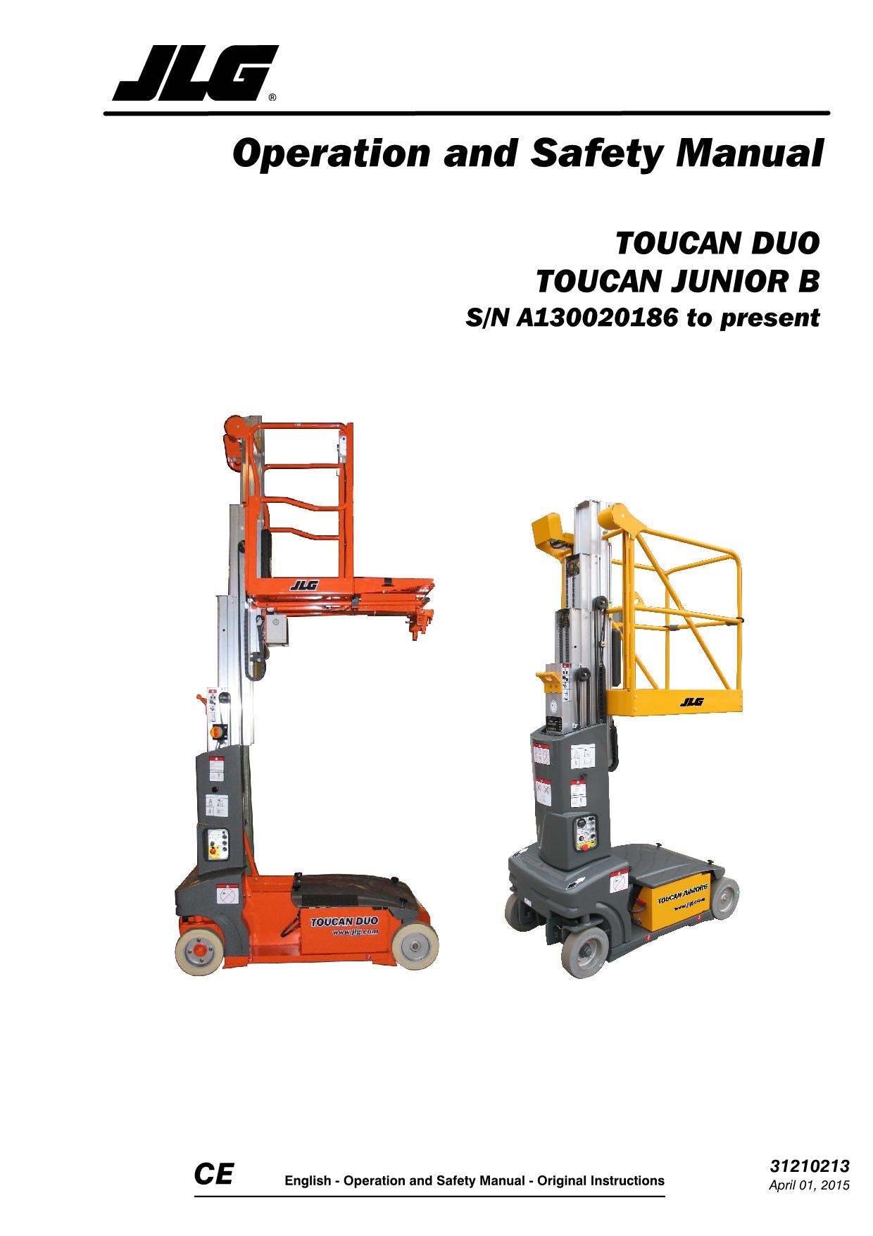 TOUCAN Duo Junior 6B Vertical Lift Maintenance Operation Operators Manual