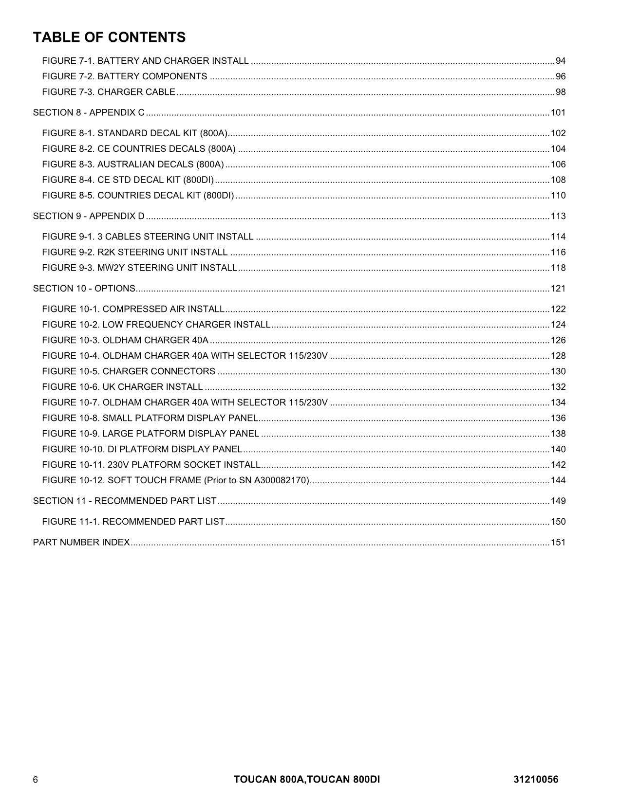 TOUCAN 800A 800Di Vertical Lift Parts Catalog Manual Multi language