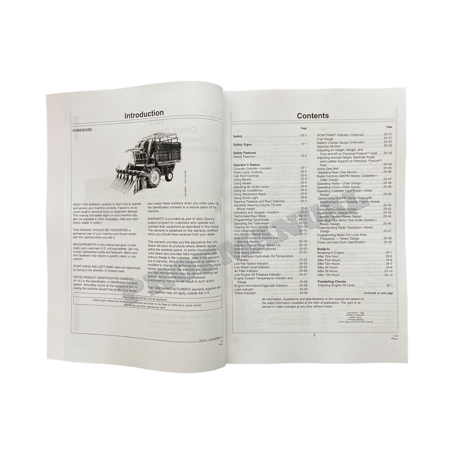 JOHN DEERE 9976 COTTON PICKER OPERATORS MANUAL #3