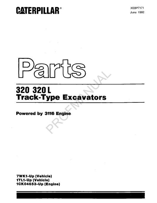 Caterpillar Cat 320 320 L Raupenbagger Ersatzteilkatalog Handbuch XEBP7171