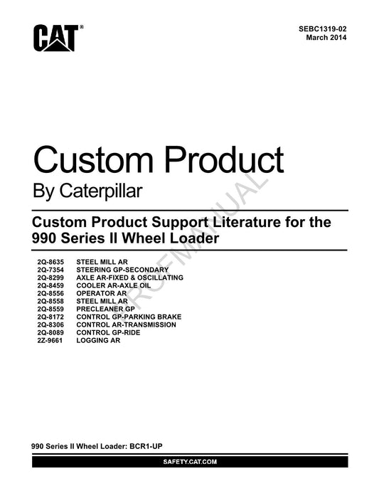 Caterpillar Cat 990 Series II Wheel Loader Parts Catalog Manual SEBC1319