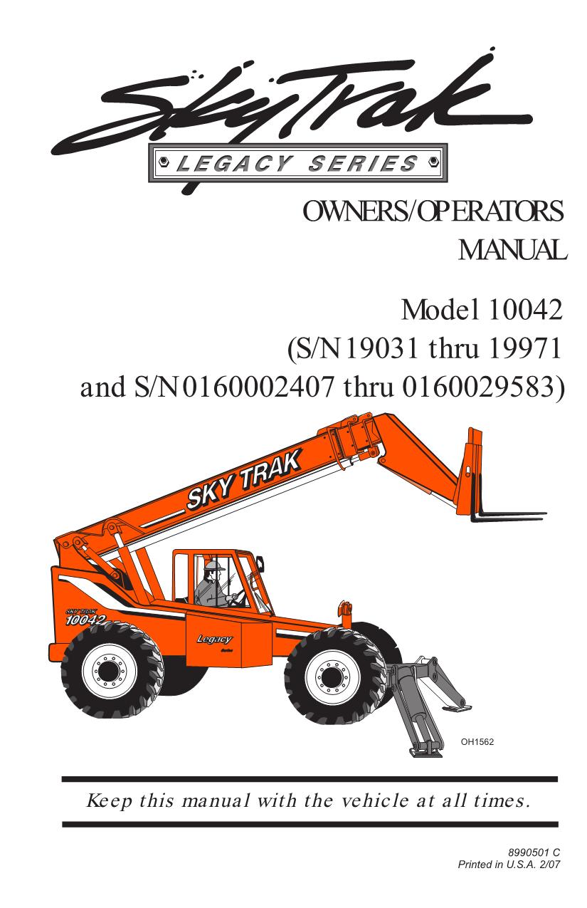 SKYTRAK 10042 Telehandler Maintenance Operation Operators Manual 8990501