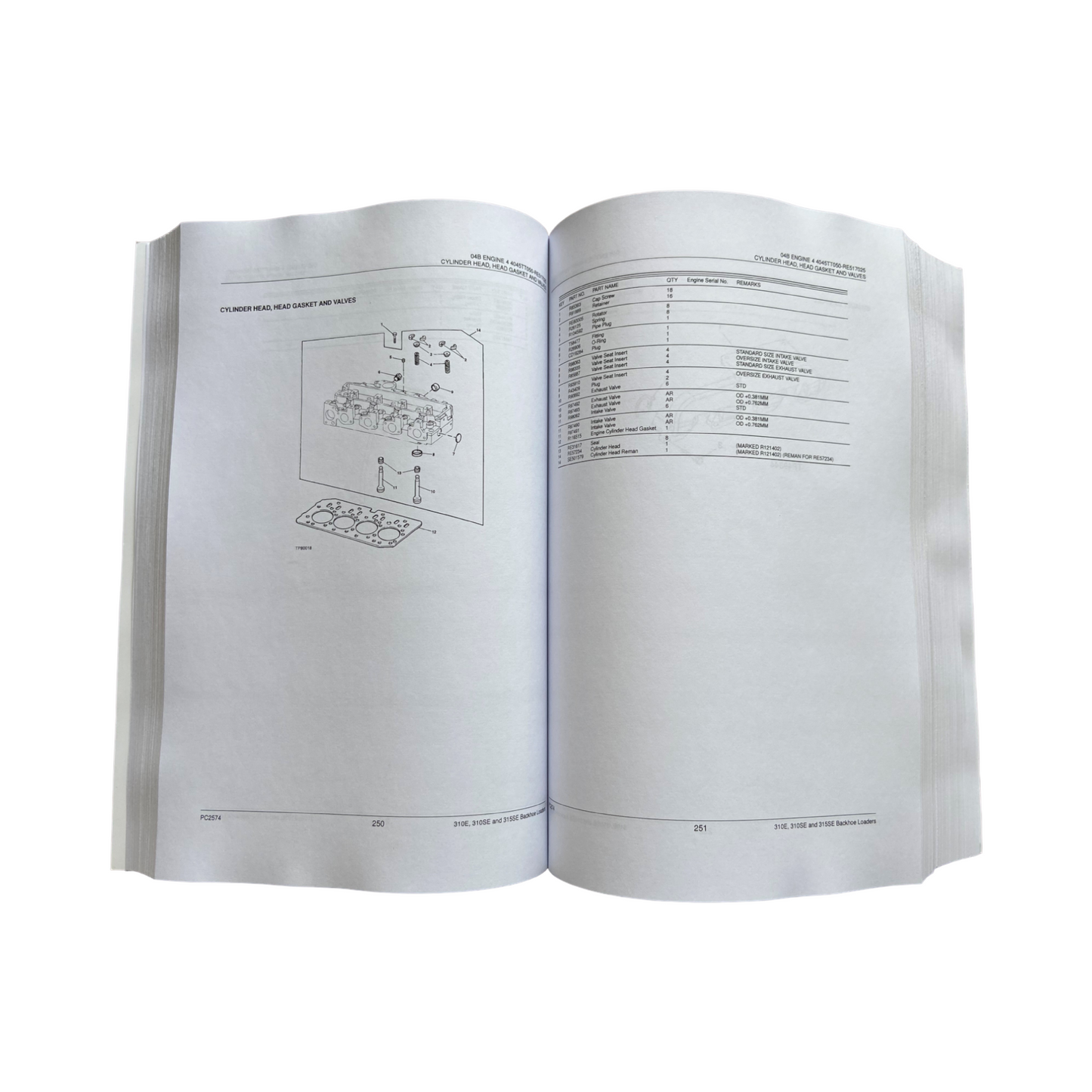 JOHN DEERE 310E 310SE 315SE BACKHOE  LOADER PARTS CATALOG MANUAL