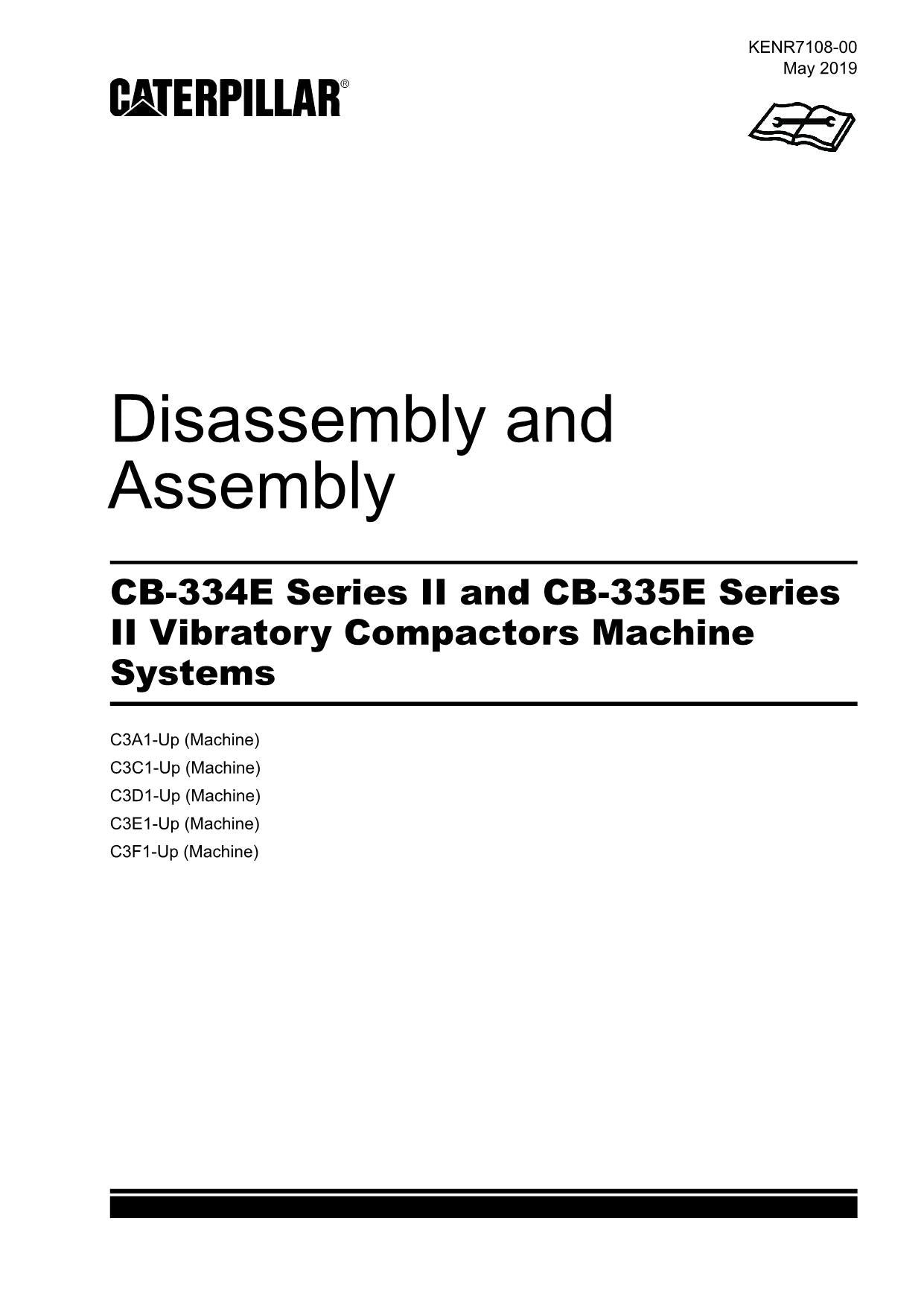 Caterpillar CB-335E Series 2 Compactor Machine Sys Disassem Assem Service Manual