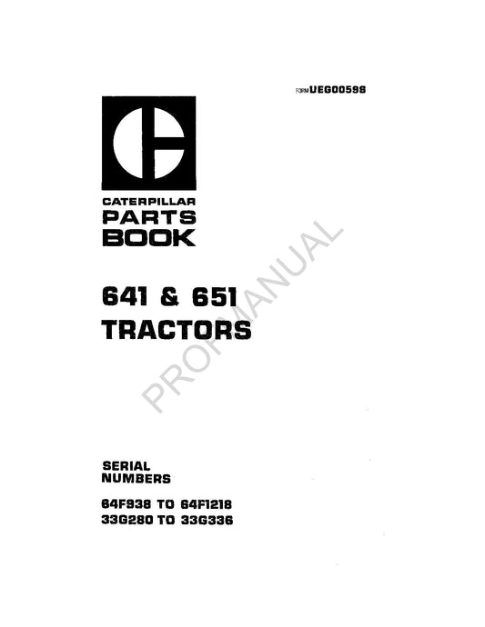 Caterpillar Cat 641 651 Tractor Track Loader Parts Catalog Manual