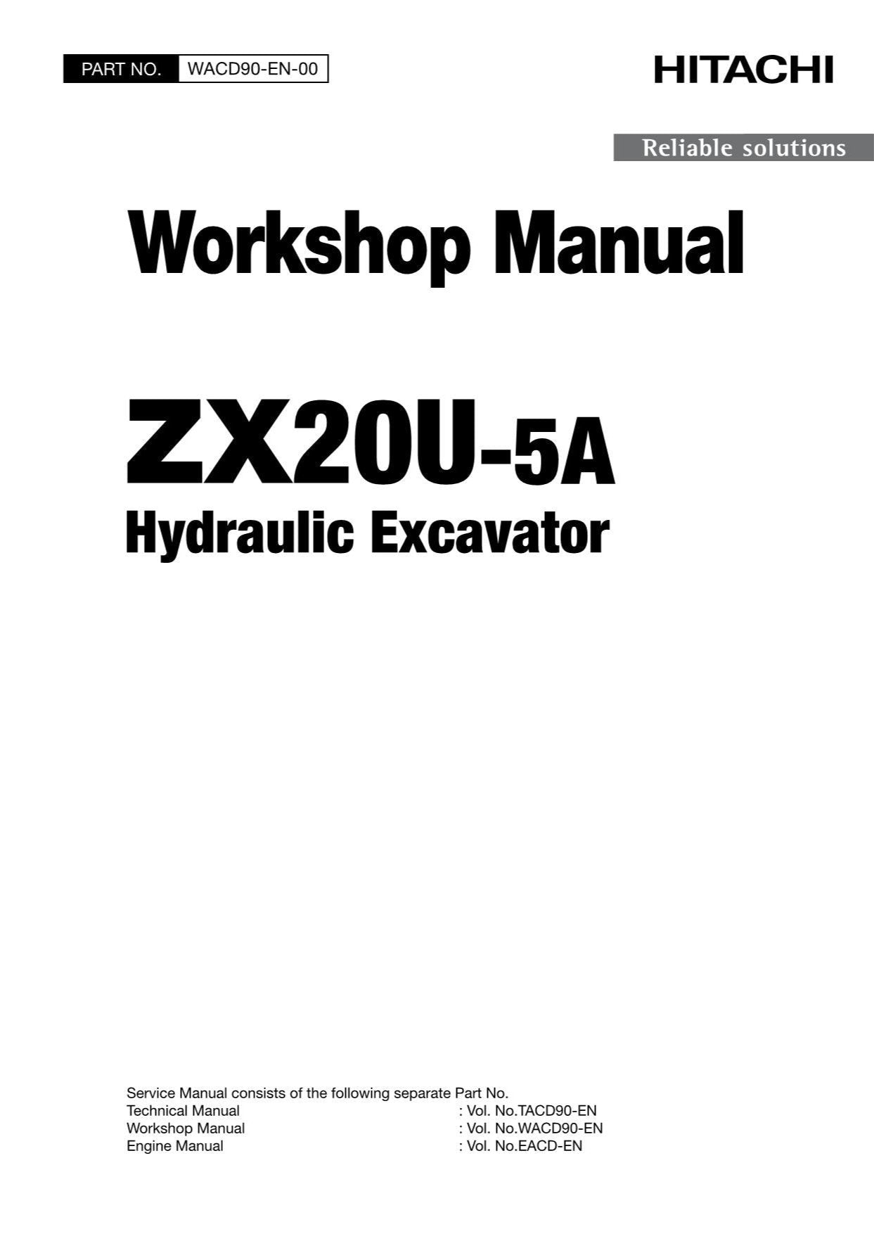 Hitachi ZX20U-5A Excavator Workshop Service Repair manual