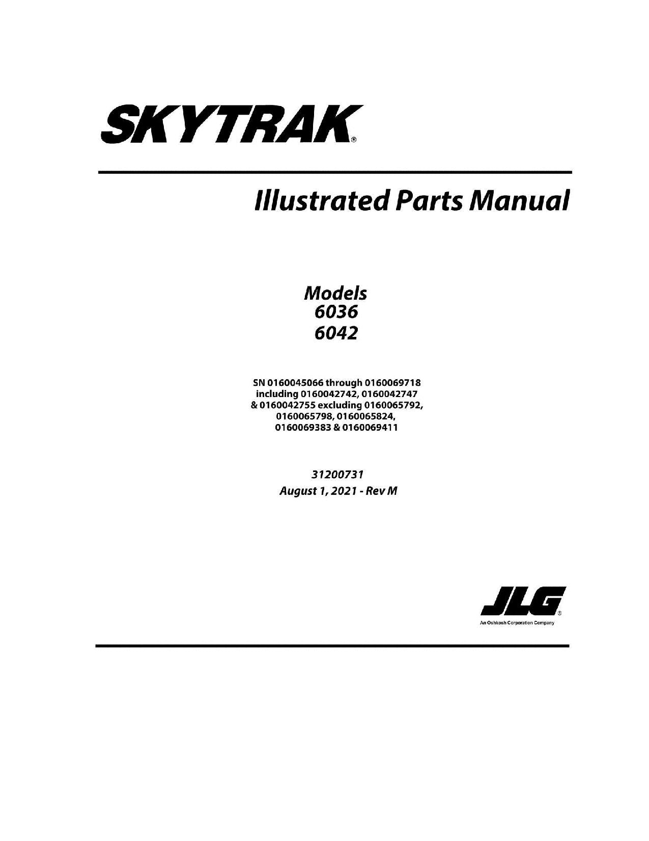 SKYTRAK 6036 6042 Telehandler Parts Catalog Manual 31200731