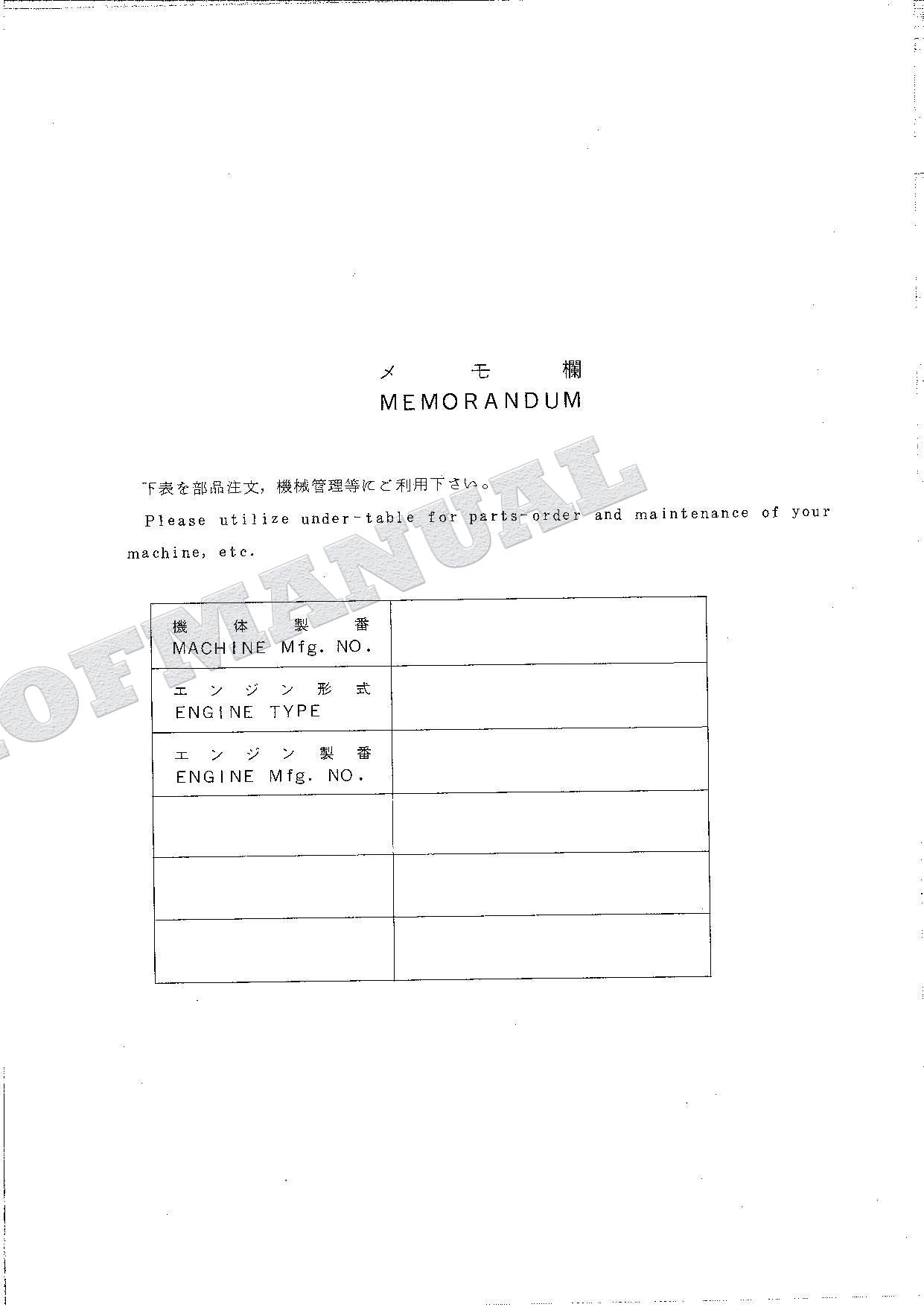 HITACHI UH033 Excavator Parts Catalog Manual SN 3001-