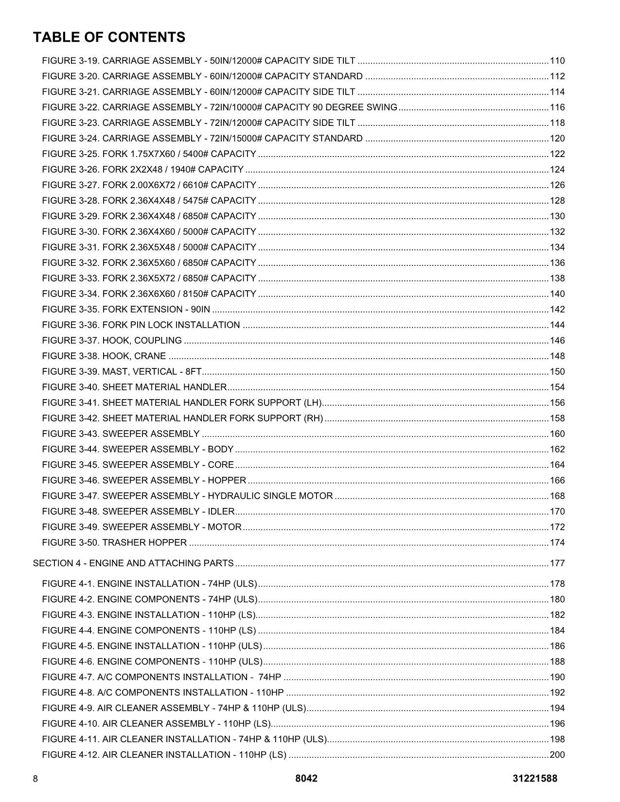 SKYTRAK 8042 Telehandler Parts Catalog Manual 31221588