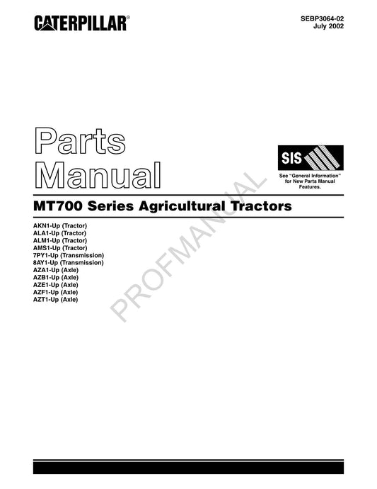 Caterpillar Cat MT700 Series Agricultural Tractor Parts Catalog Manual