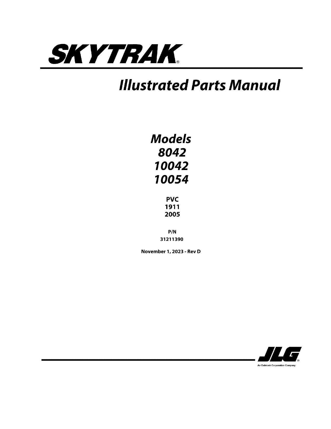 SKYTRAK 10042 10054 8042  Telehandler Parts Catalog Manual