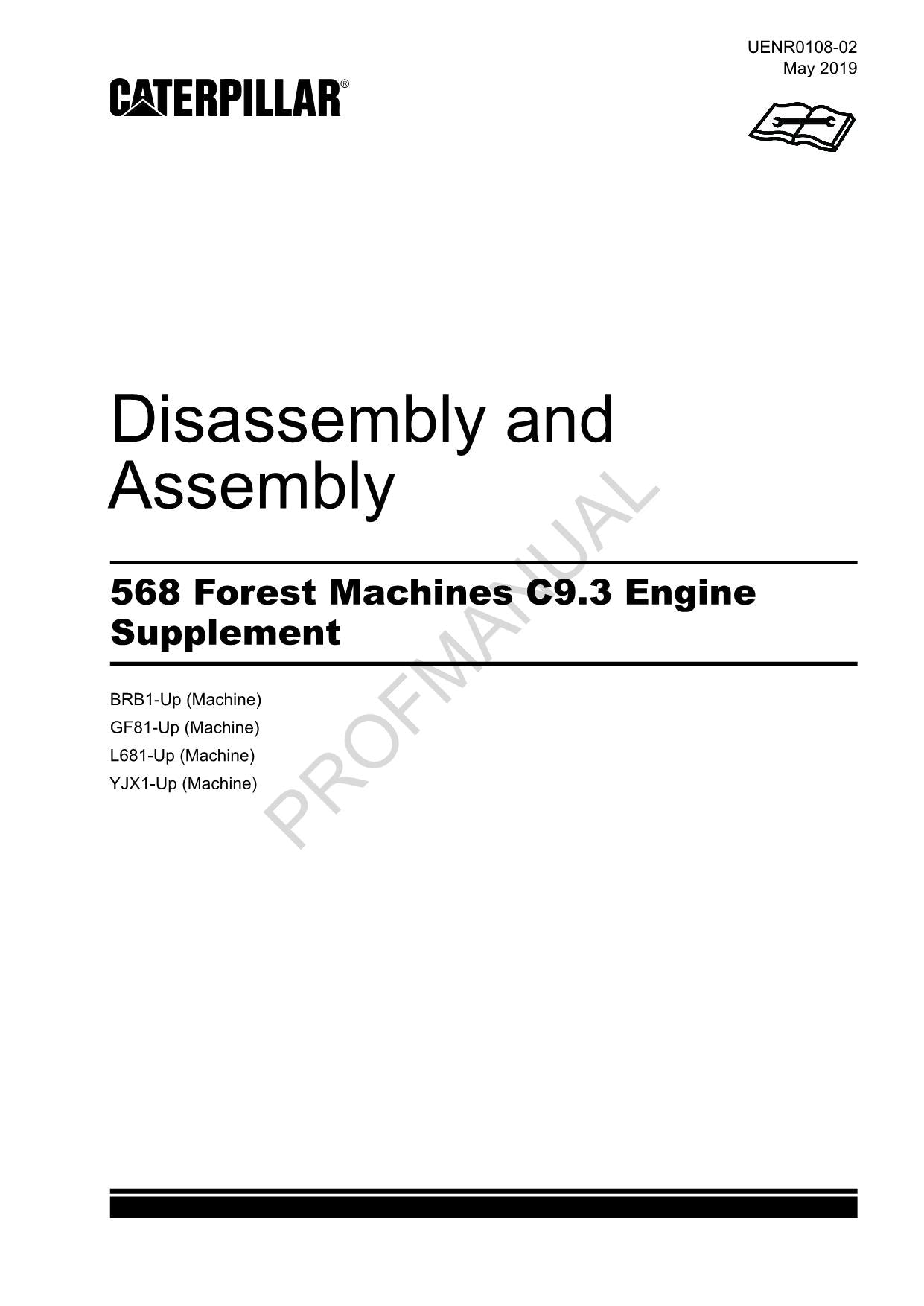 Manuel de démontage et d'assemblage du supplément moteur Caterpillar 568 Forest Machine C9.3