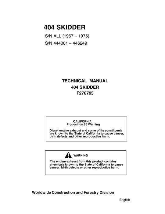 JOHN DEERE 404 SKIDDER SERVICE-REPARATURHANDBUCH