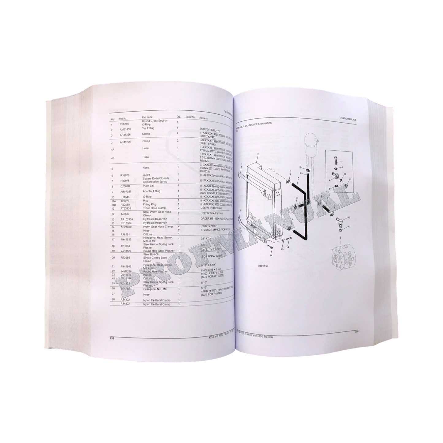 JOHN DEERE 4650  4850 TRACTOR PARTS CATALOG MANUAL