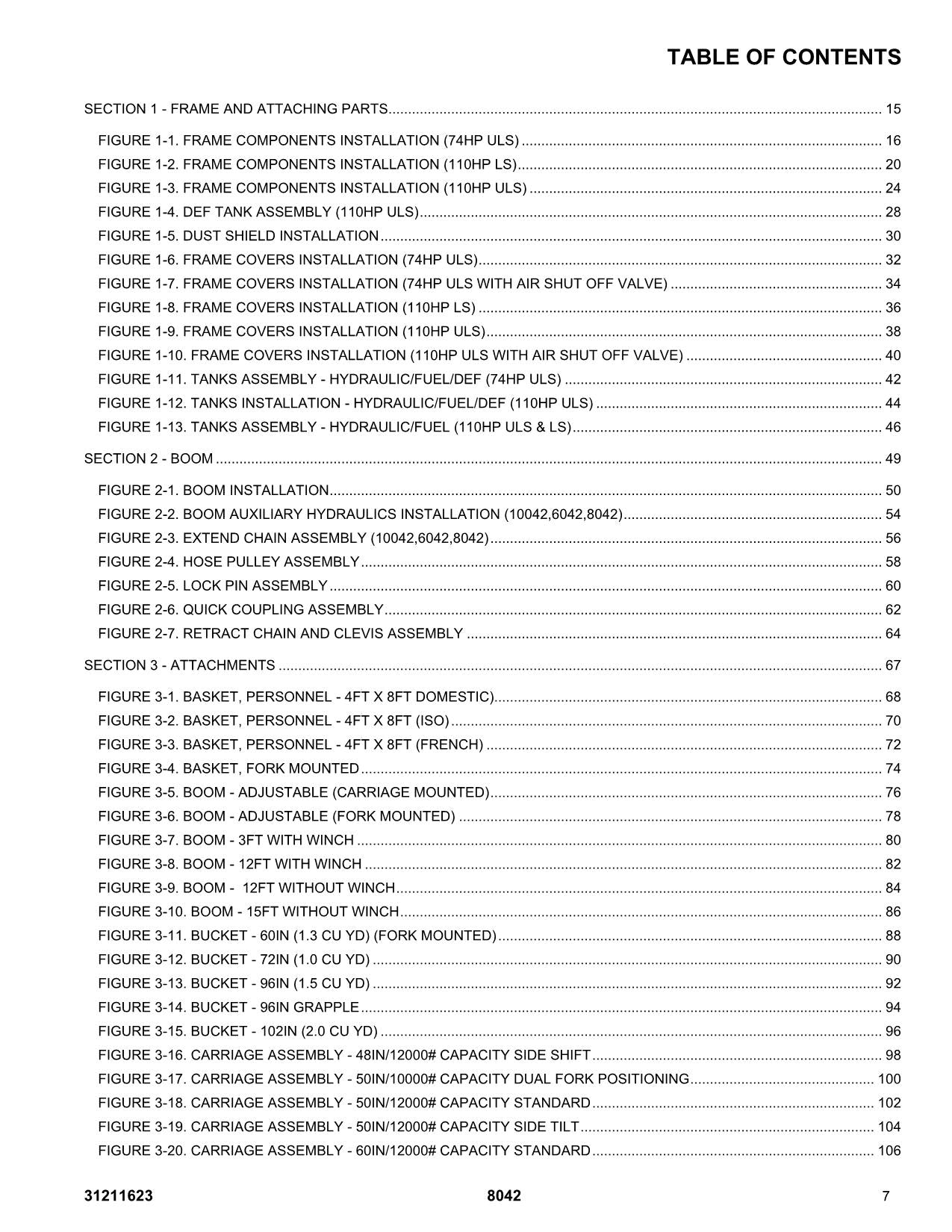 SKYTRAK 8042 Telehandler Parts Catalog Manual 31211623