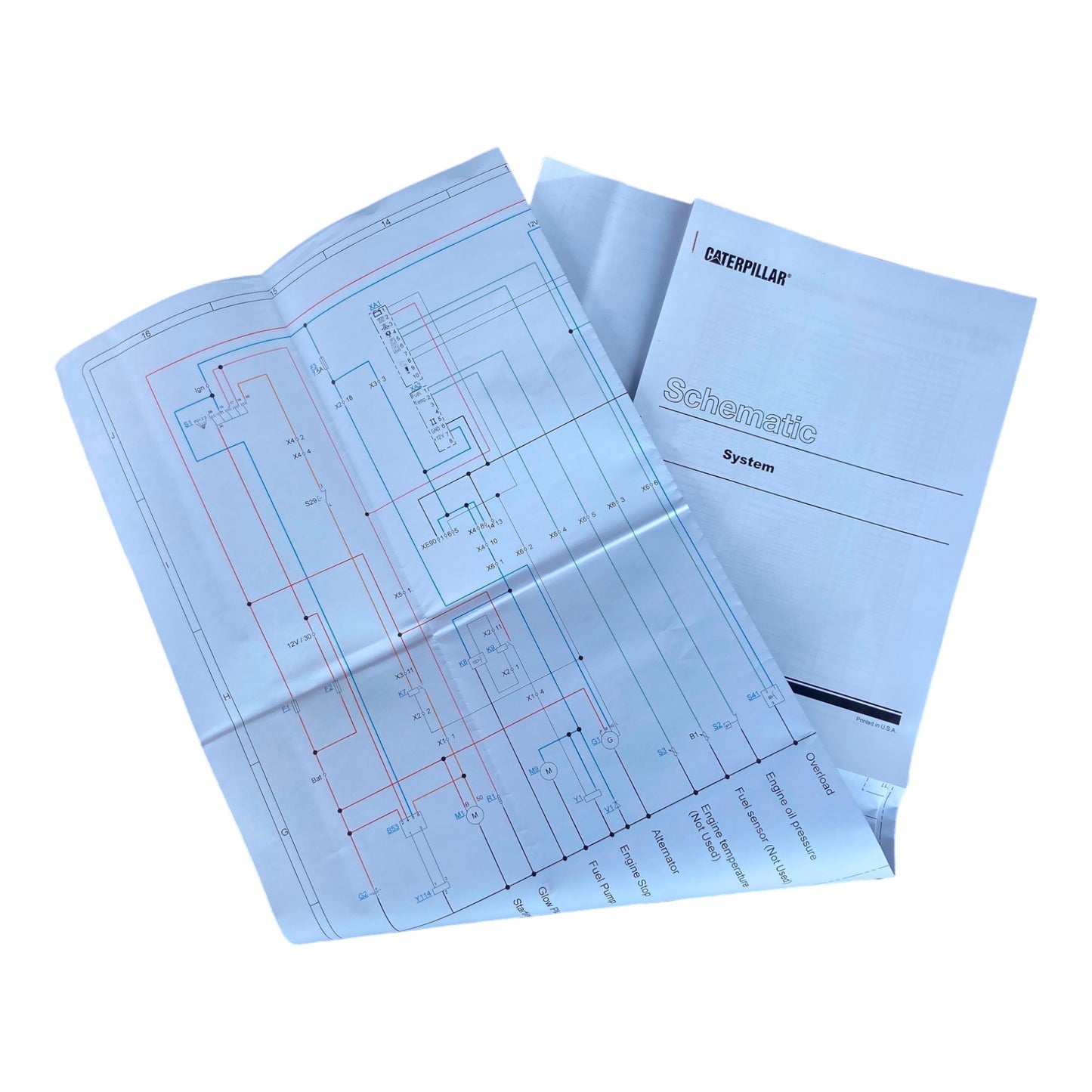 Schematische Darstellung des elektrischen Systems des Laders Caterpillar 427F2, Wartungshandbuch UENR8037