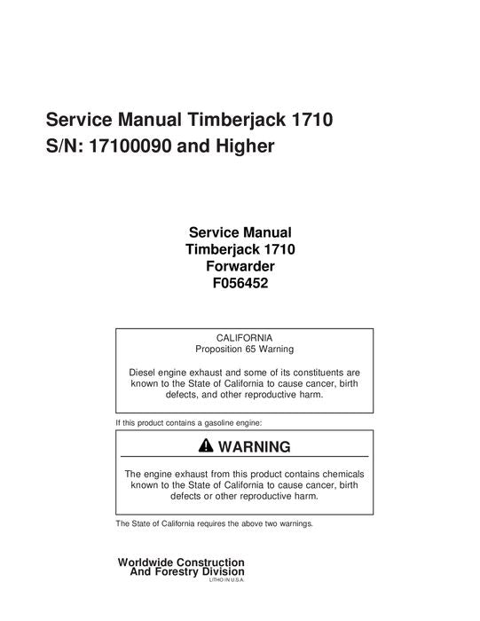 JOHN DEERE 1710 FORWARDER SERVICE-REPARATURHANDBUCH