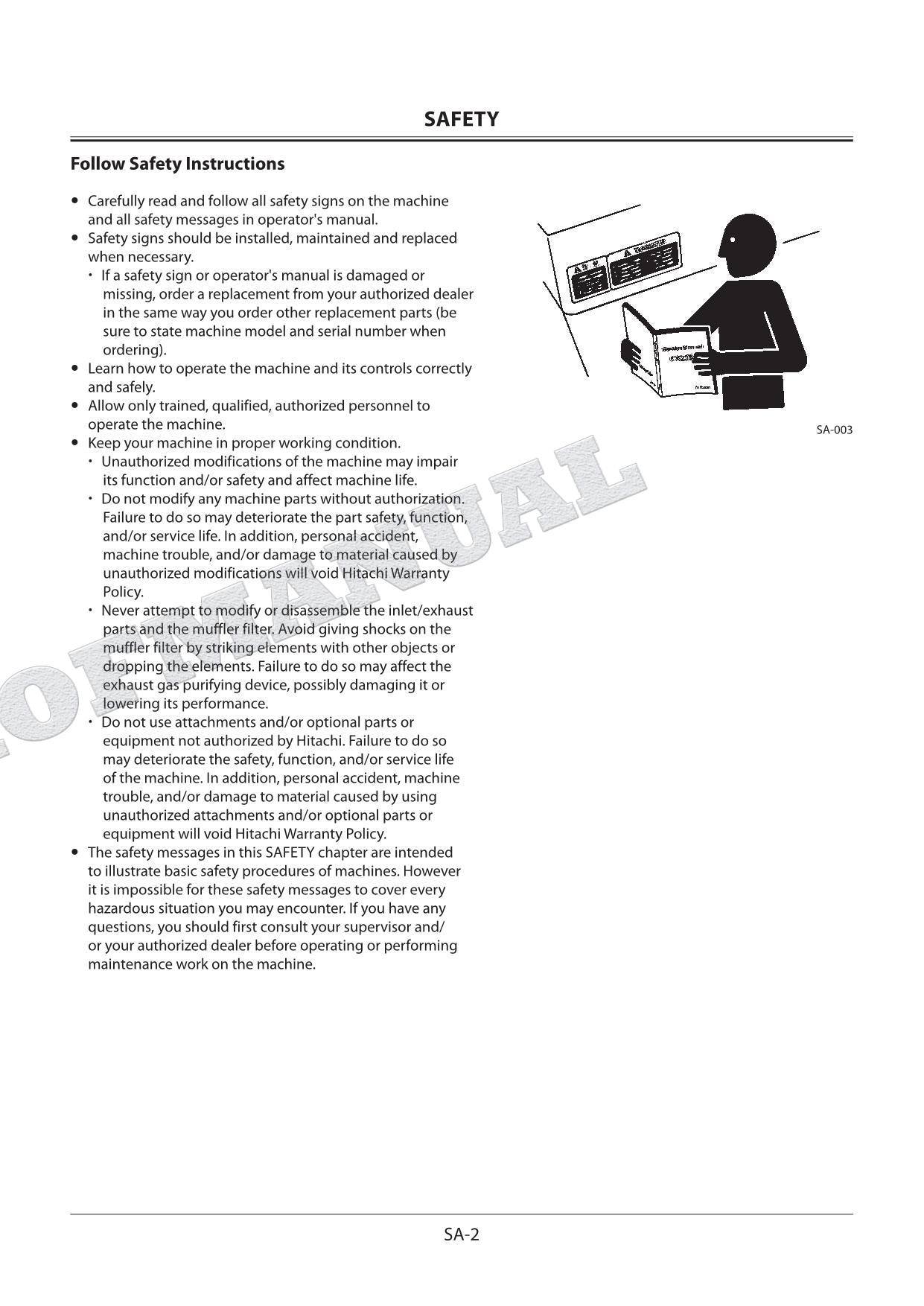 HITACHI ZX210LCN-G Excavator Repair Service Workshop Manual