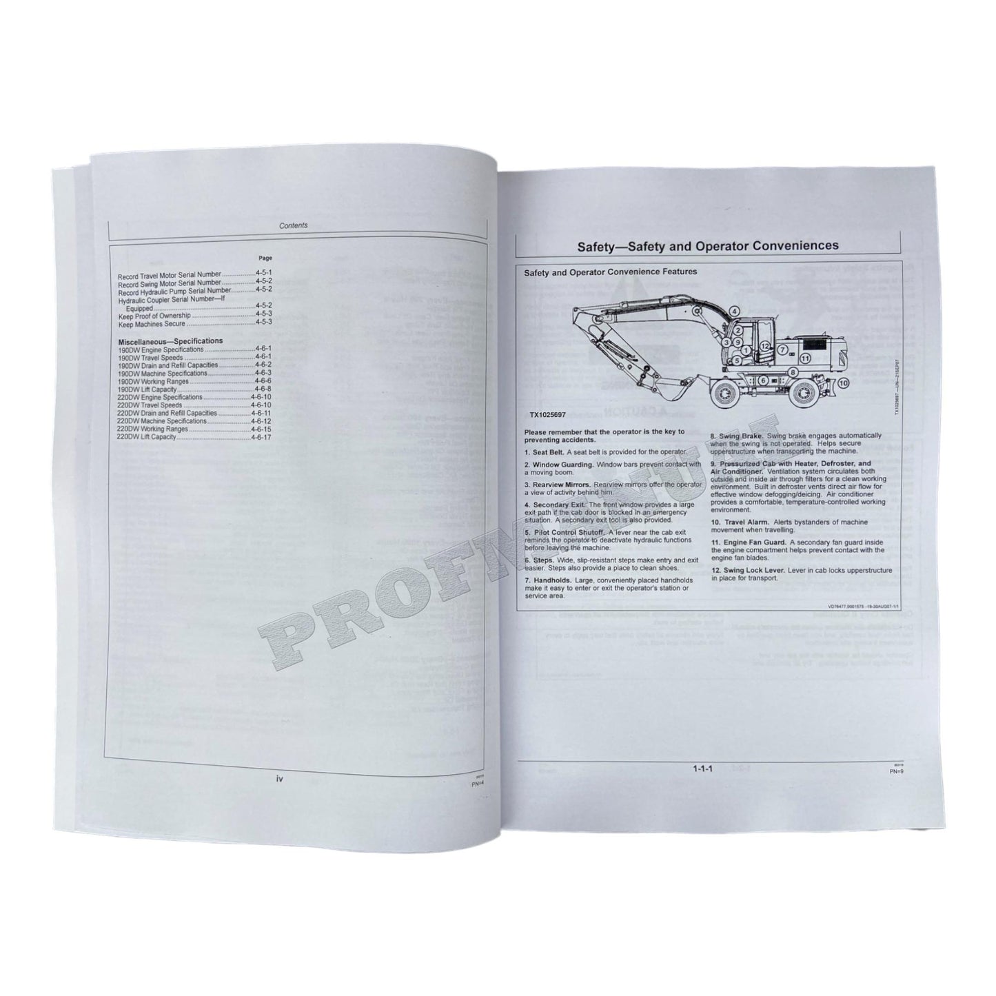 JOHN DEERE 190DW 220DW EXCAVATOR OPERATORS MANUAL