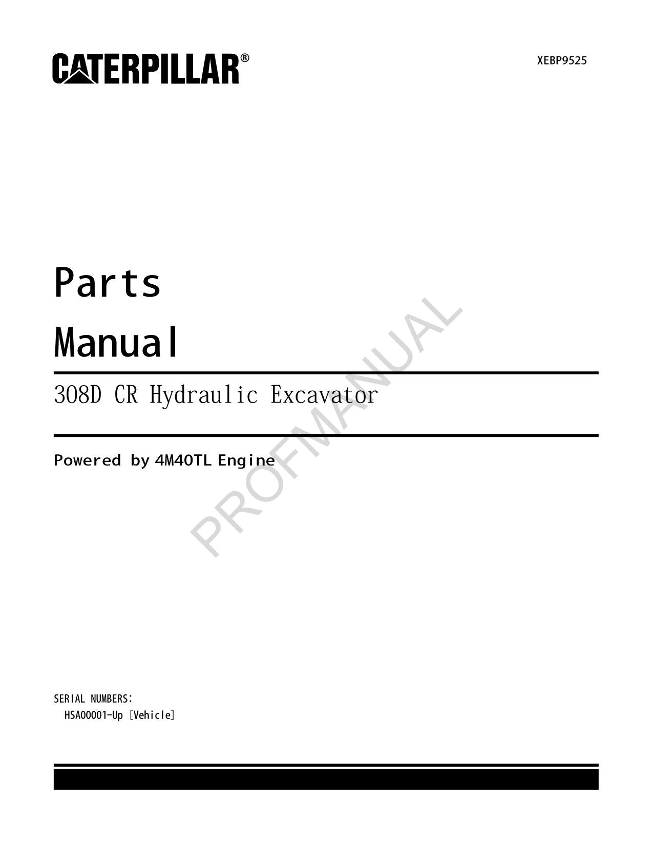 Ersatzteilkatalog für Hydraulikbagger Caterpillar Cat 308D CR