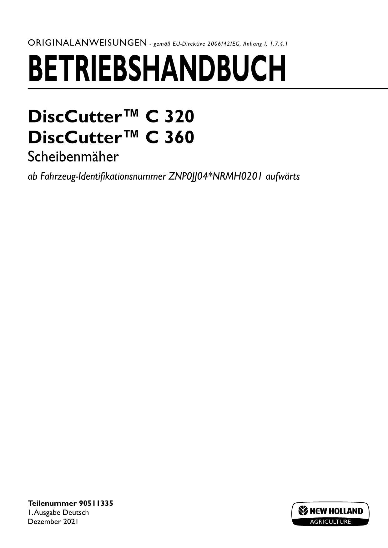 New Holland DiscCutter C 320 C 360 Manuel d'instructions