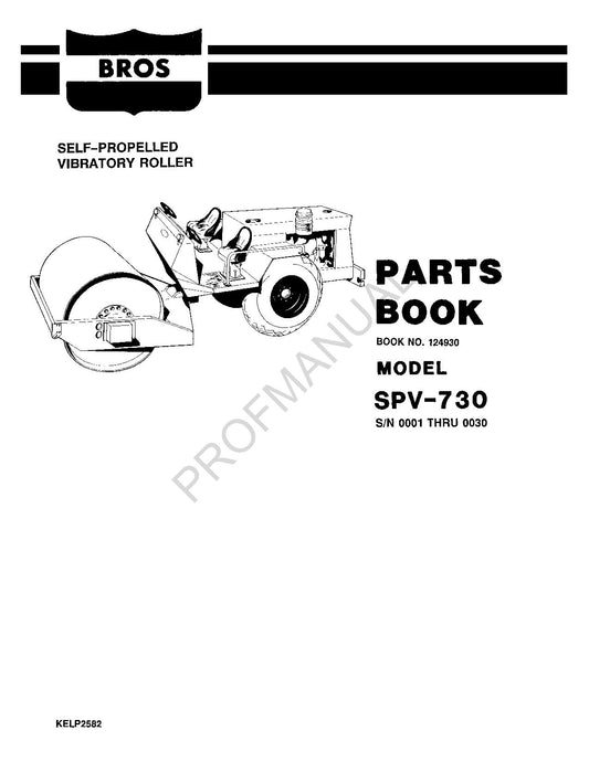 Caterpillar Bros SPV 730 Self Propelled Vibratory Roller Parts Catalog Manual