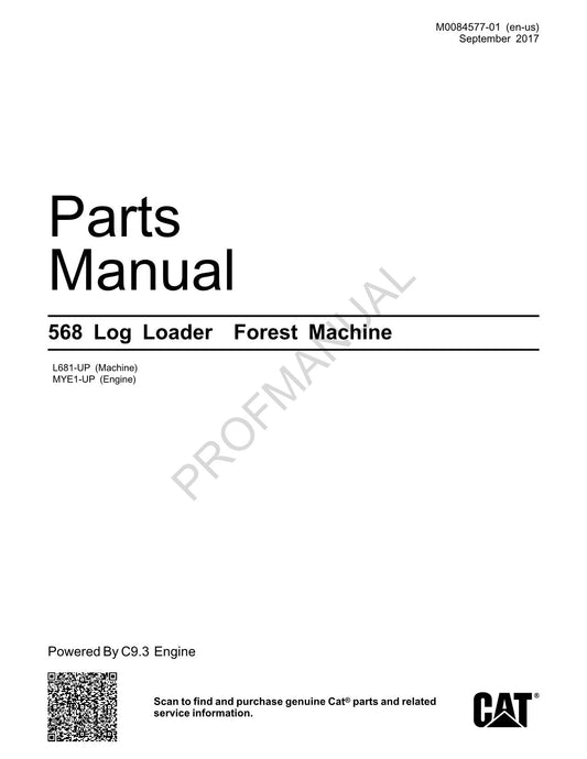 Caterpillar 568 Holzlader Forstmaschinen-Ersatzteilkatalog Handbuch