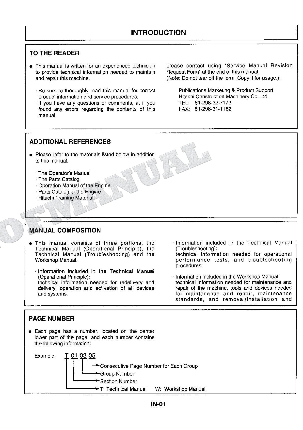 HITACHI EX300-3C Excavator Service manual Troubleshooting with Big Schematics