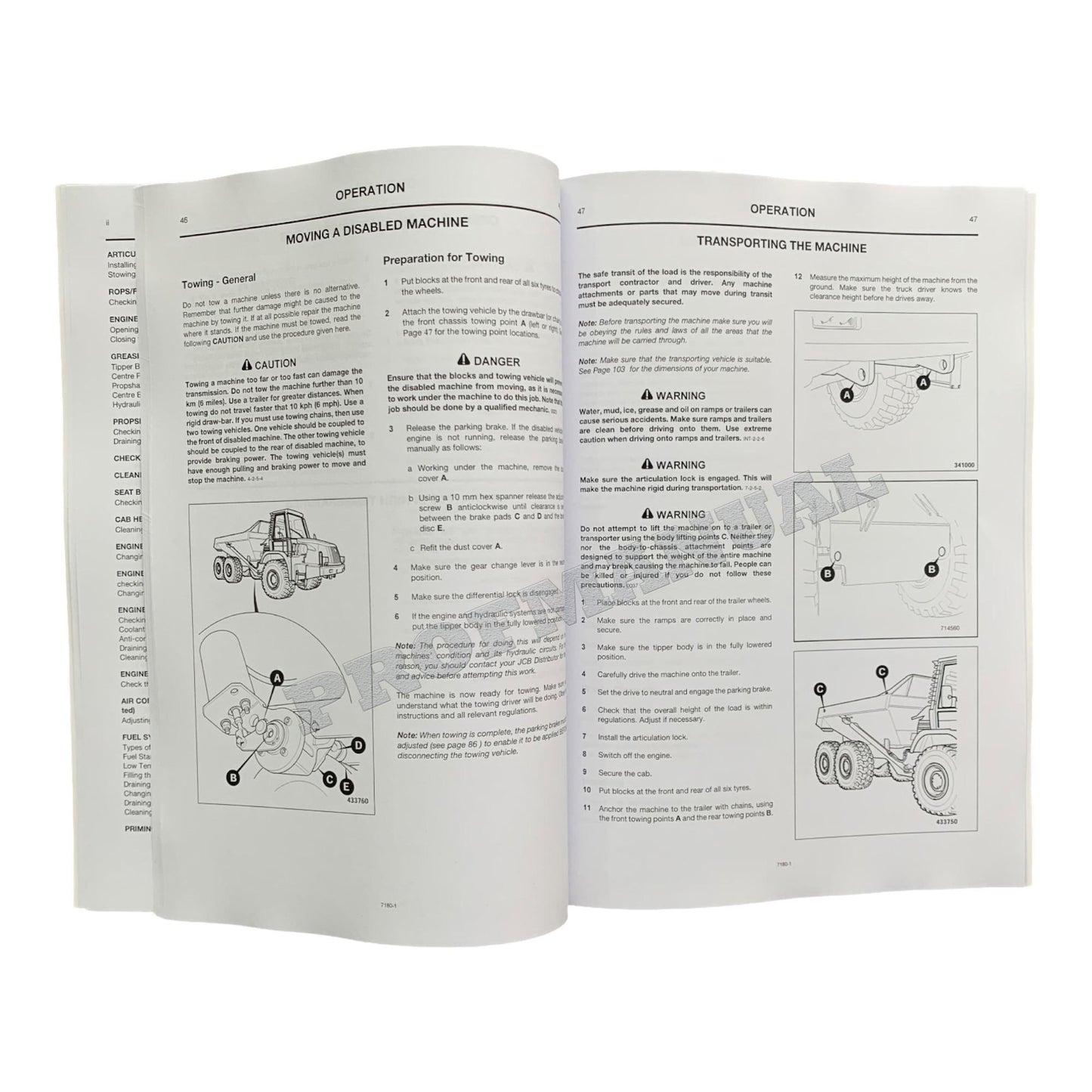 JCB 722 ARTICULATED DUMP TRUCK Operators Manual