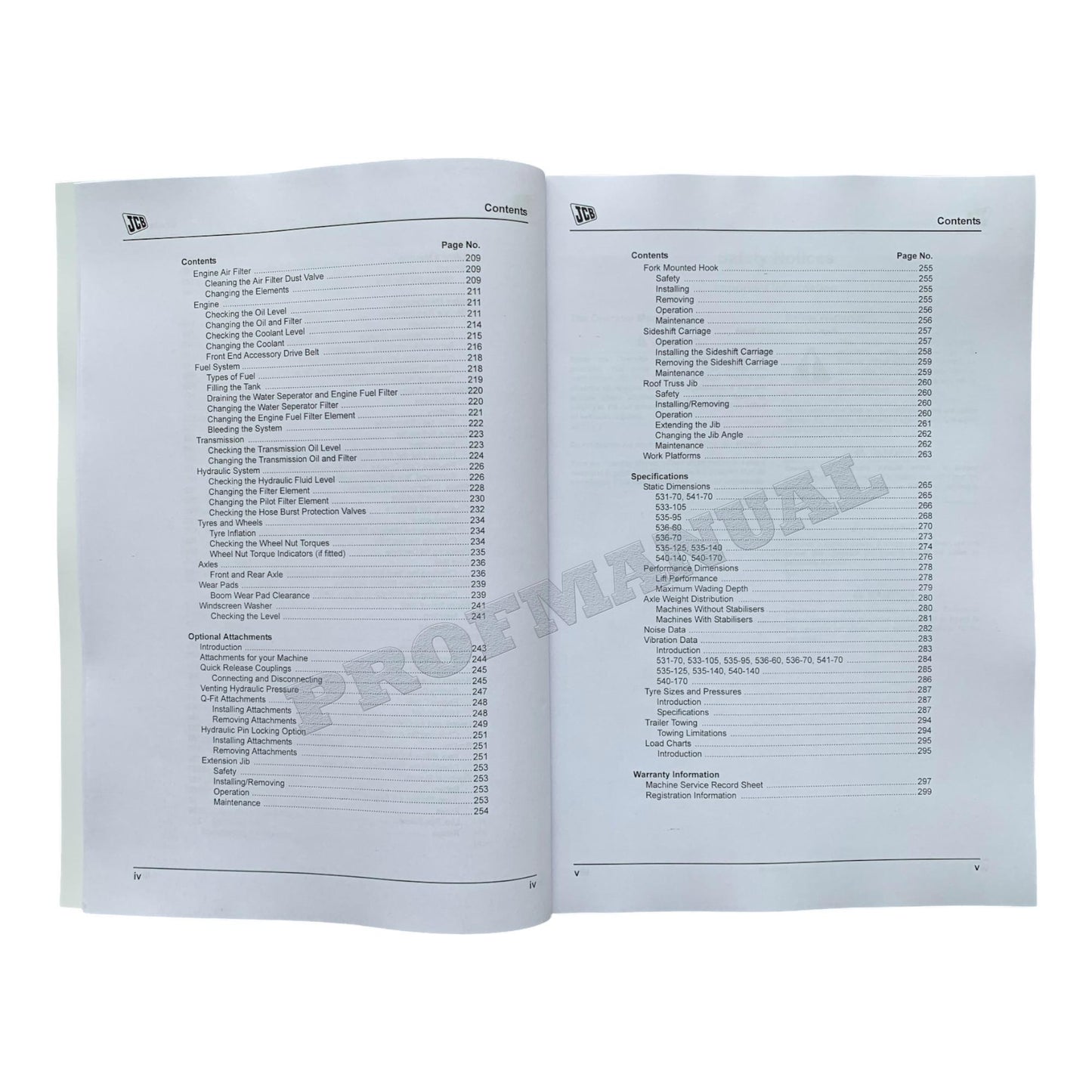 JCB 531-70 533-105 535-95 535-125 535-140 Telescopic Handler Operators Manual