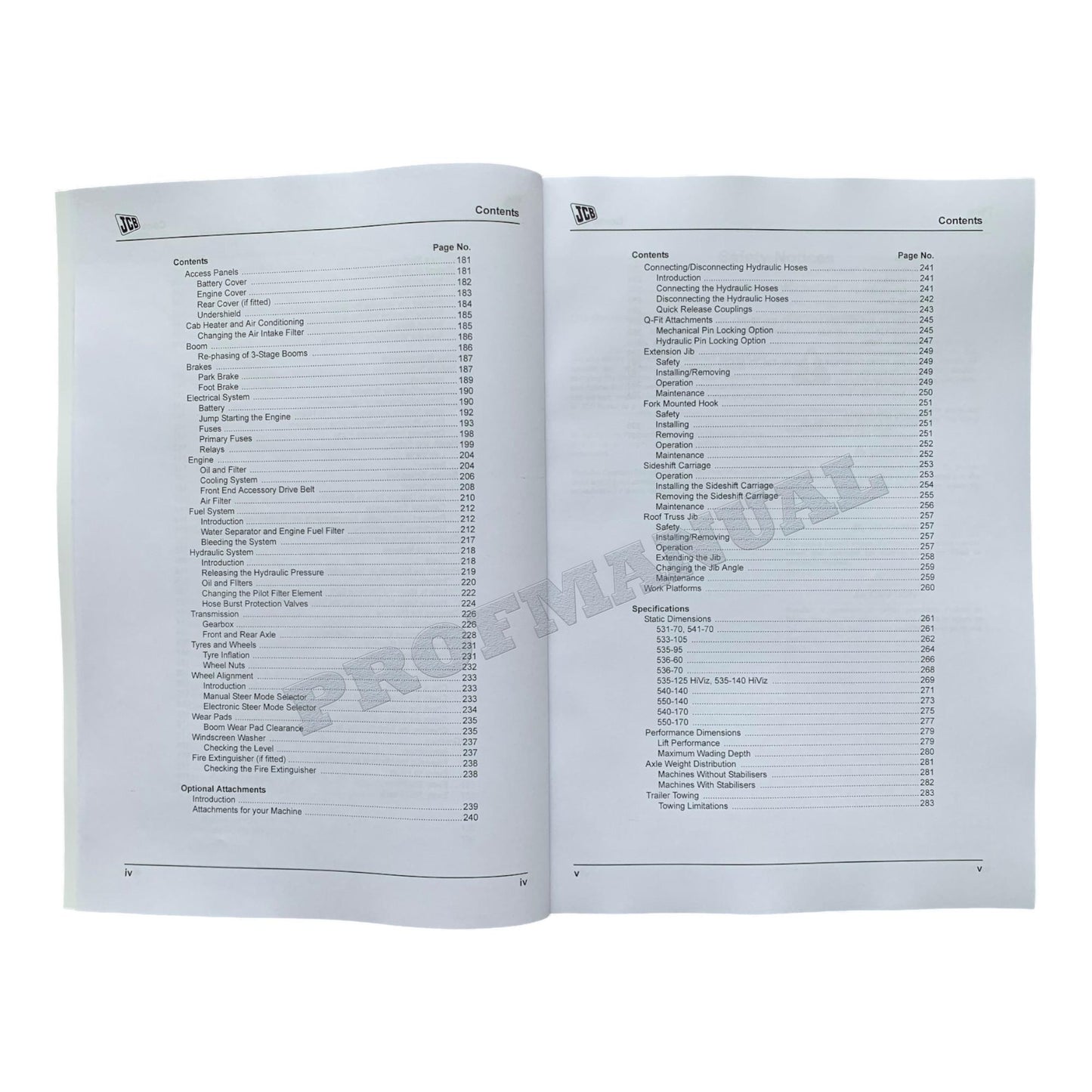 JCB 531-70 533-105 535-95 Handler Operators Manual 9811/5800