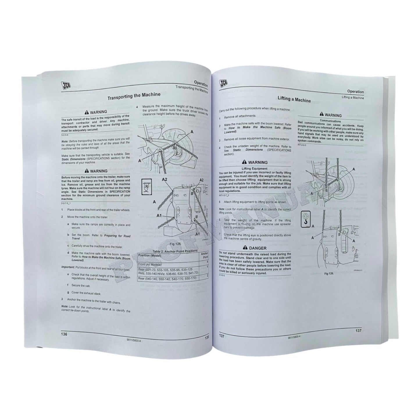 JCB 531-70 533-105 535-95 Handler Operators Manual 9811/5800