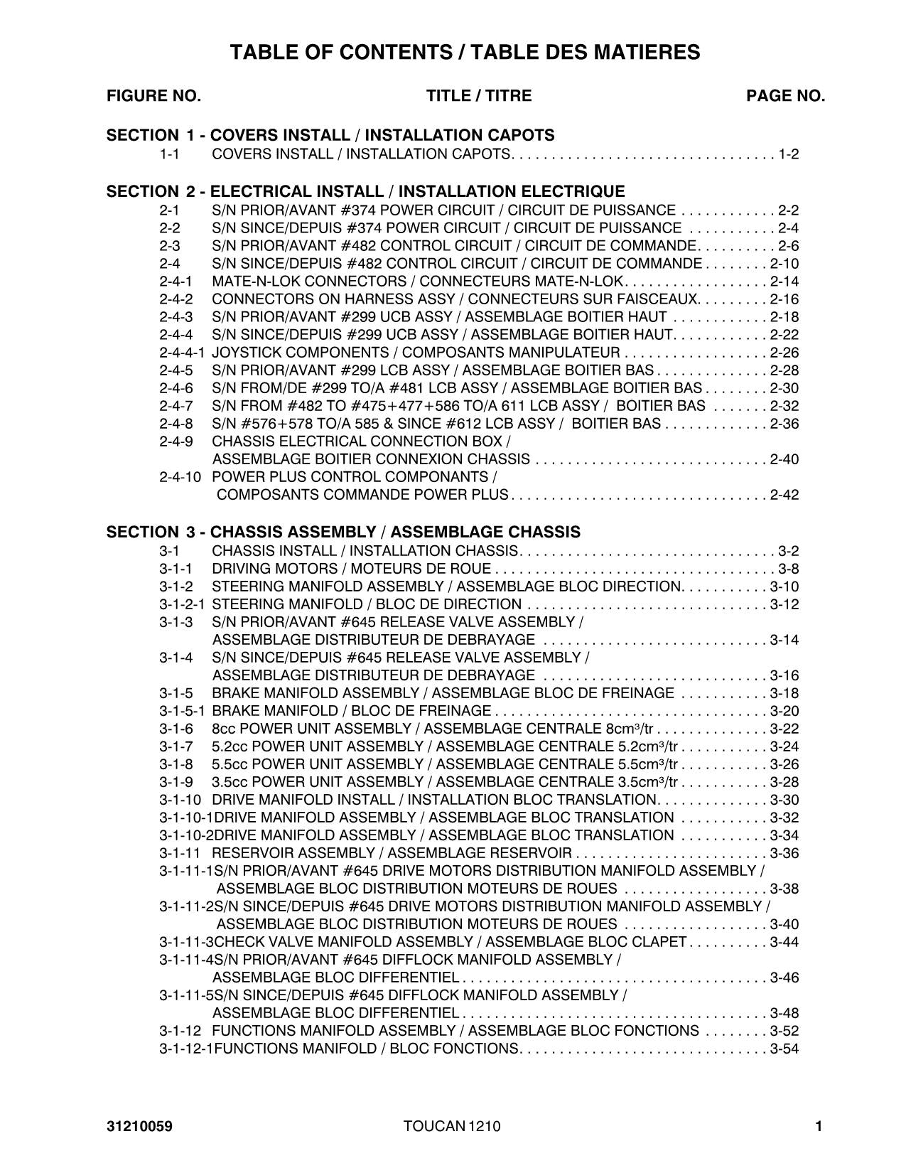 TOUCAN 1210 Vertical Lift Parts Catalog Manual Multi languages