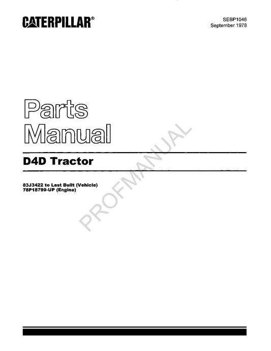 Manuel du catalogue des pièces détachées du tracteur Caterpillar Cat D4D SEBP1046