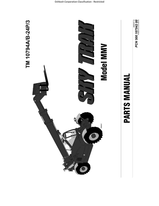 SKYTRAK MMV Telehandler Parts Catalog Manual