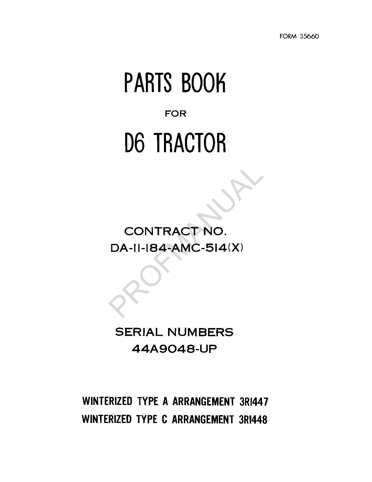 Caterpillar Cat D6 Tractor Parts Catalog Manual ser 44A9048-Up