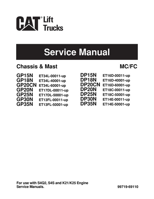 Caterpillar Gabelstapler GP15N GP18N GP20CN GP20N GP25N Servicehandbuch