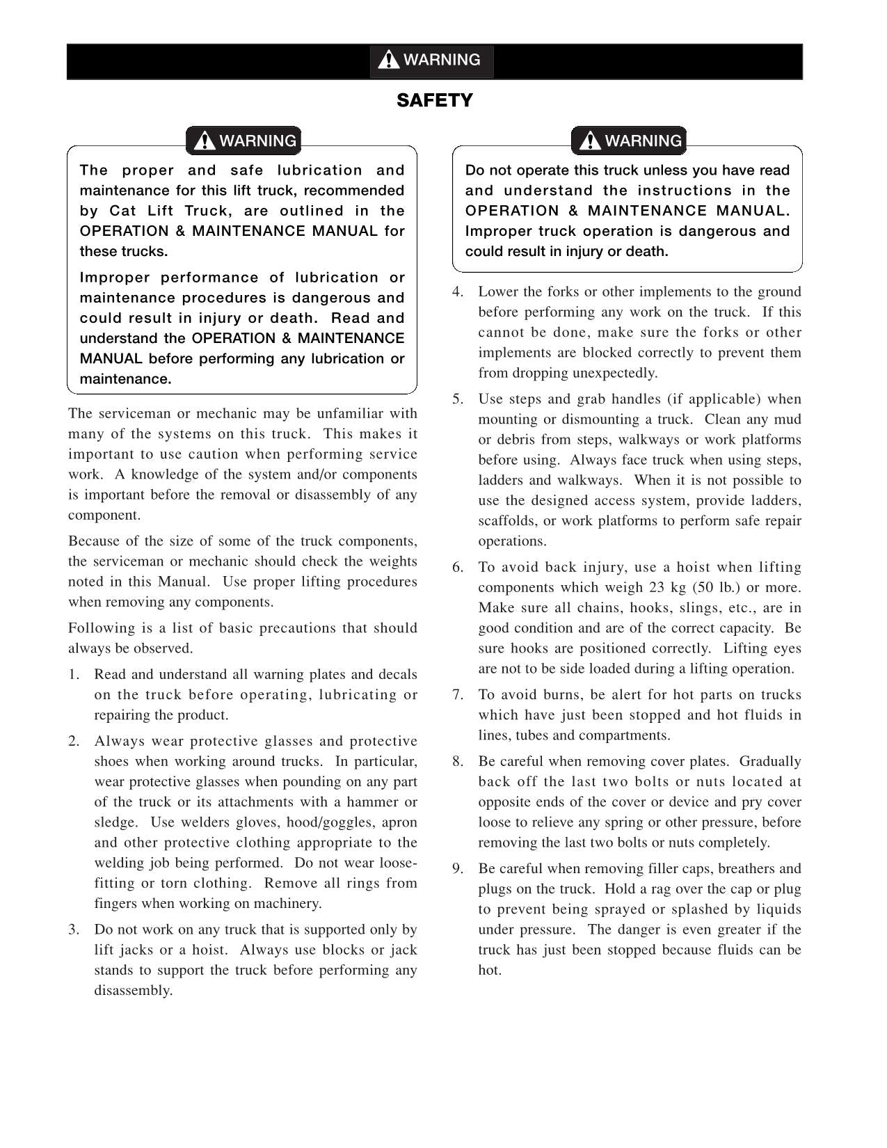 Caterpillar Lift Truck GP15N GP18N GP20CN GP20N GP25N Service Manual