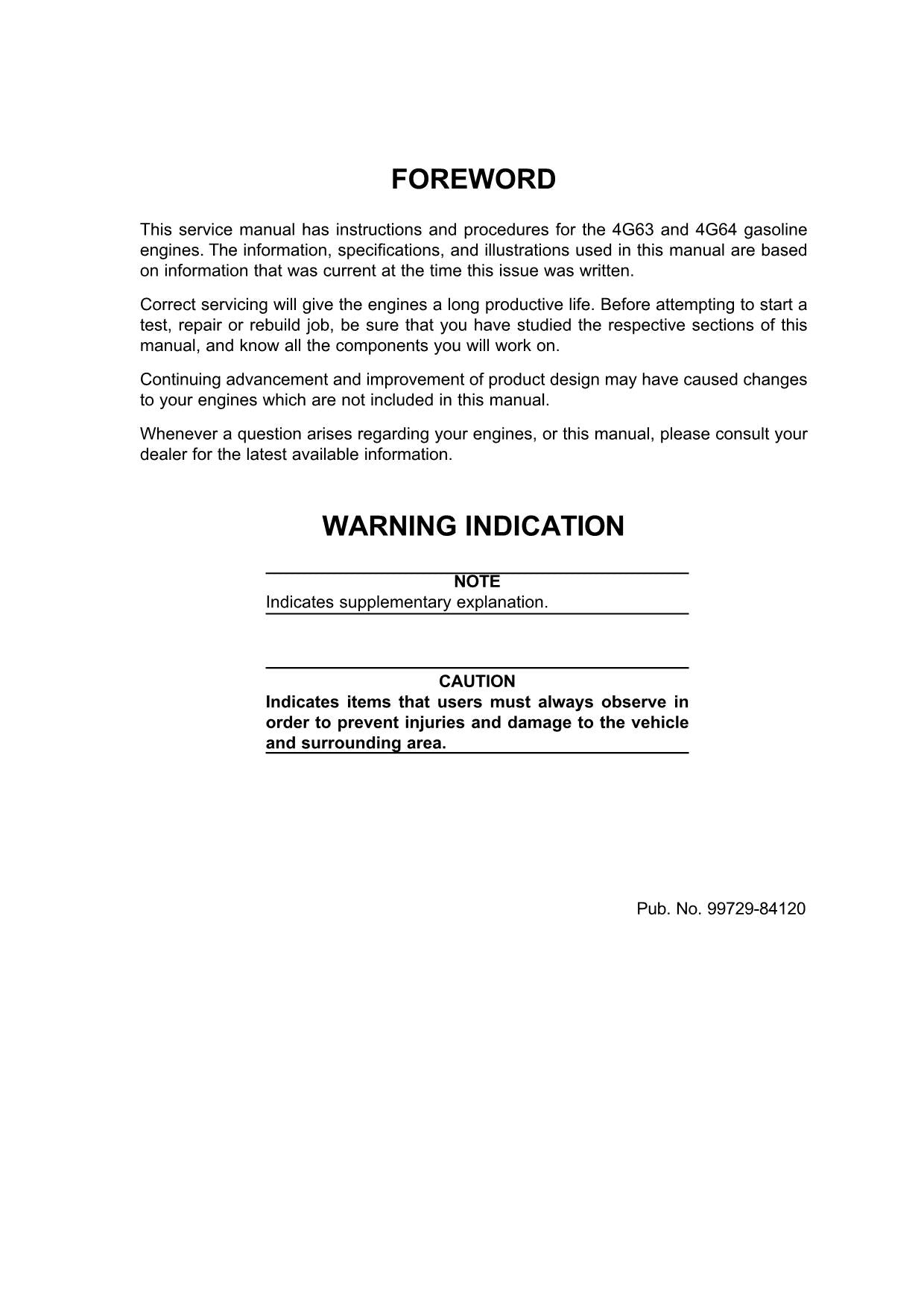 Caterpillar 4G63 4G64 Gasoline Engine Service Manual