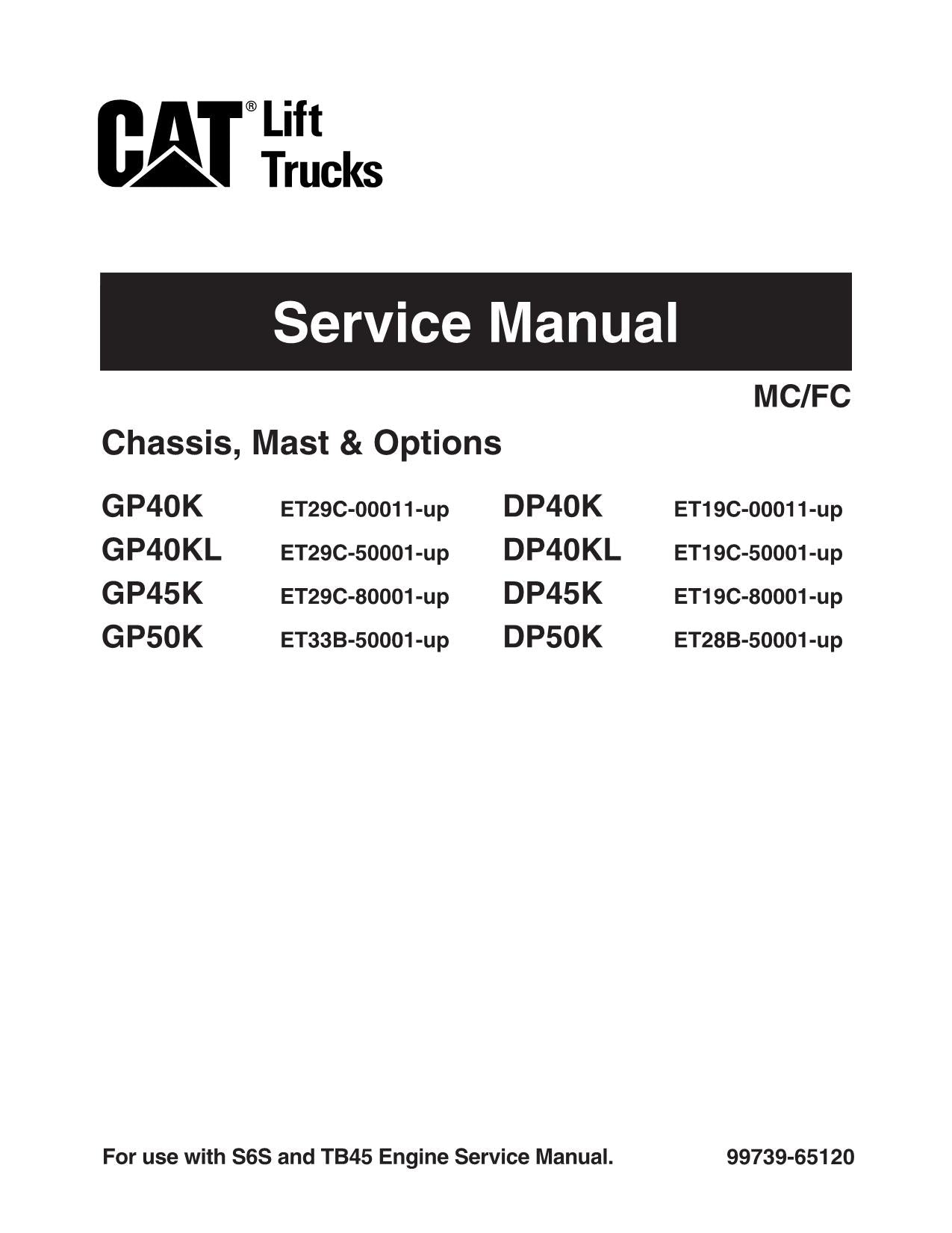 Manuel d'entretien des options du chariot élévateur Caterpillar DP40K DP40KL DP45K DP50K