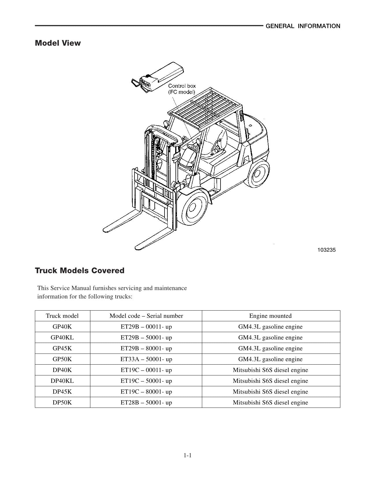 Caterpillar GP40K GP40KL GP45K GP50K DP40K DP40KL Forklift Service Manual 66100