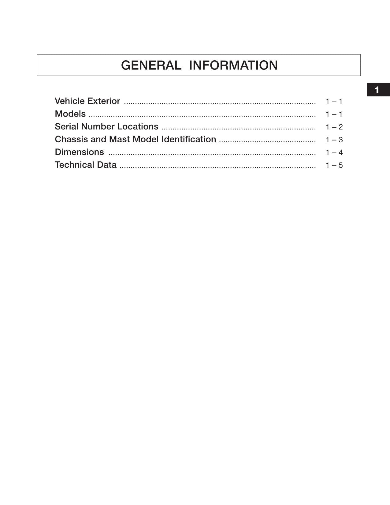 Caterpillar Lift Truck EP16NT EP18NT EP20NT Chassis Mast Option Service Manual