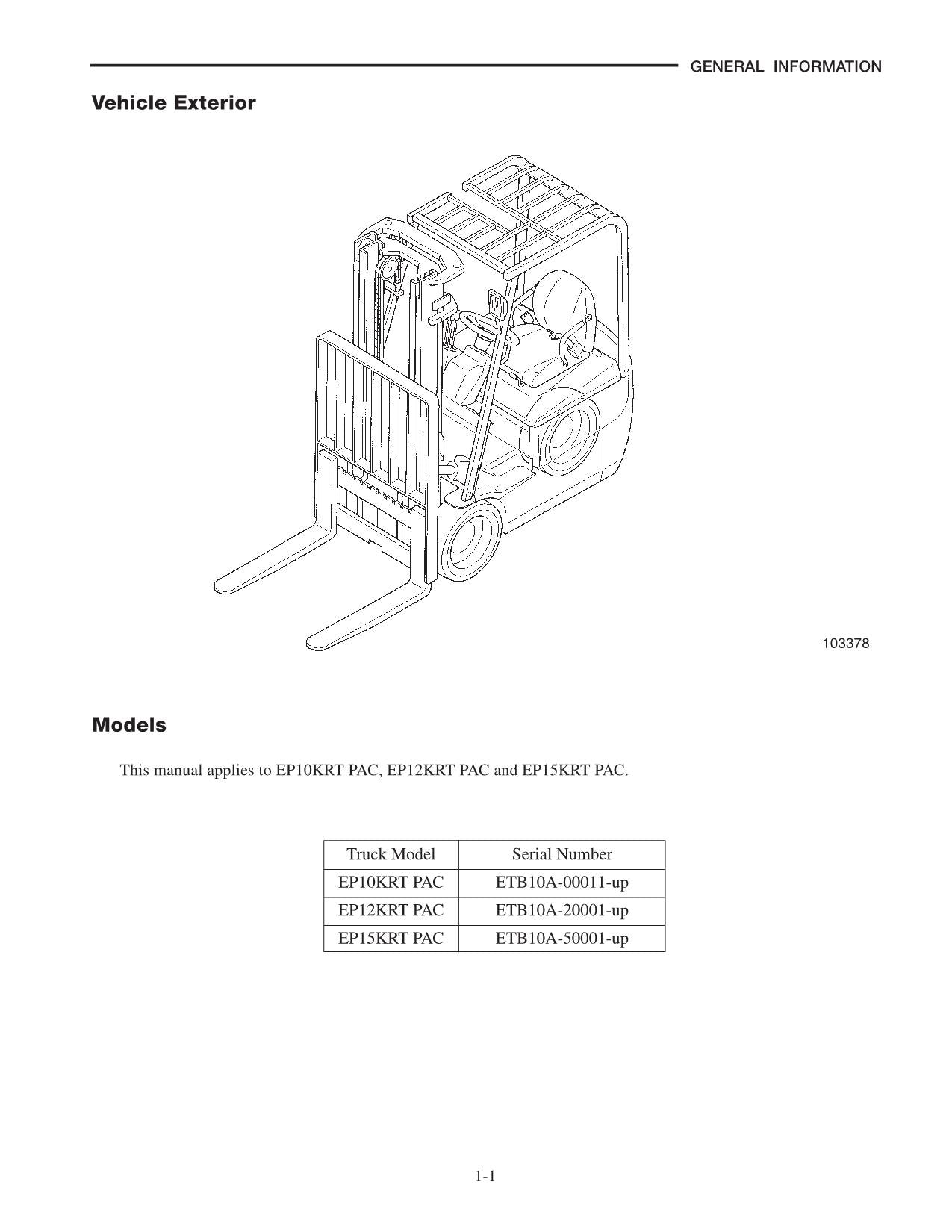 Caterpillar Lift Truck EP10KRT EP12KRT EP15KRT PAC Option Service Manual