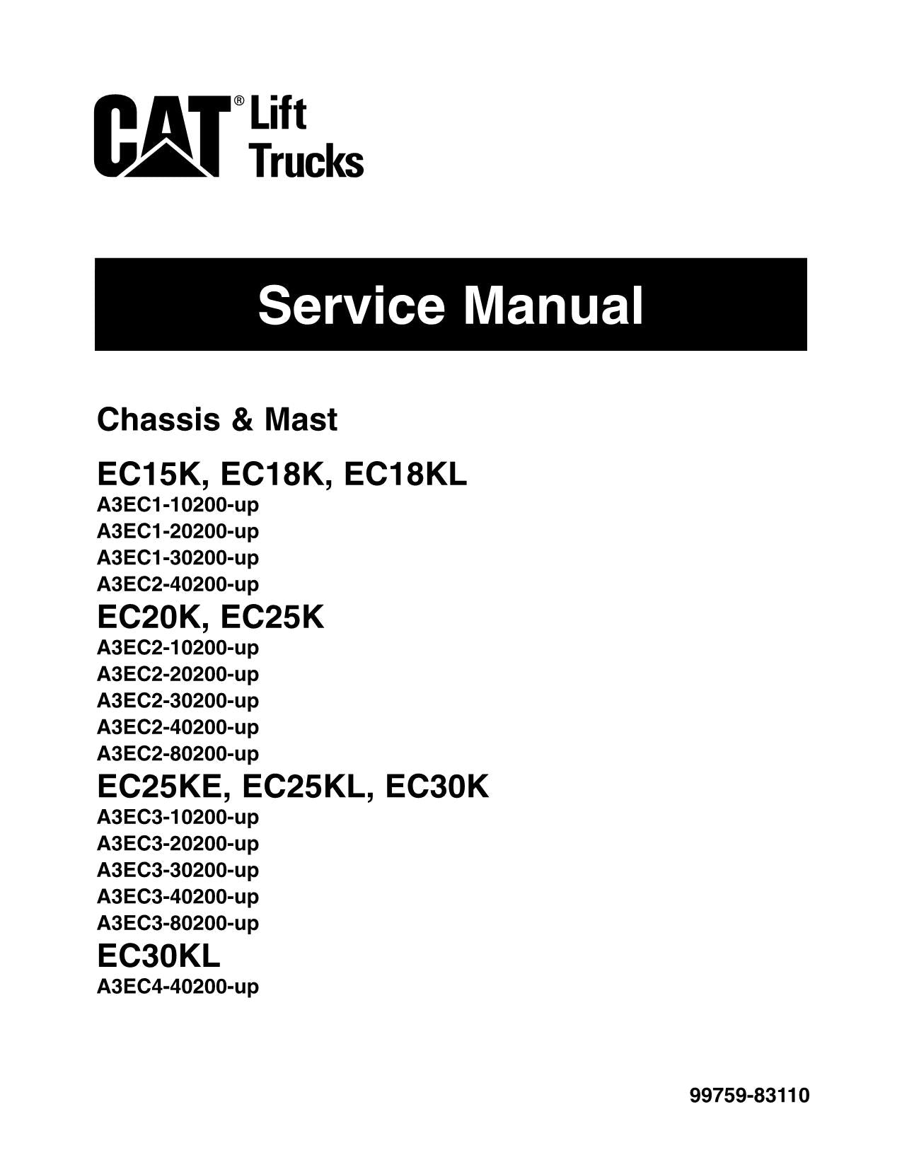 Manuel d'entretien du chariot élévateur Caterpillar EC15K EC18K EC18KL EC20K EC25K