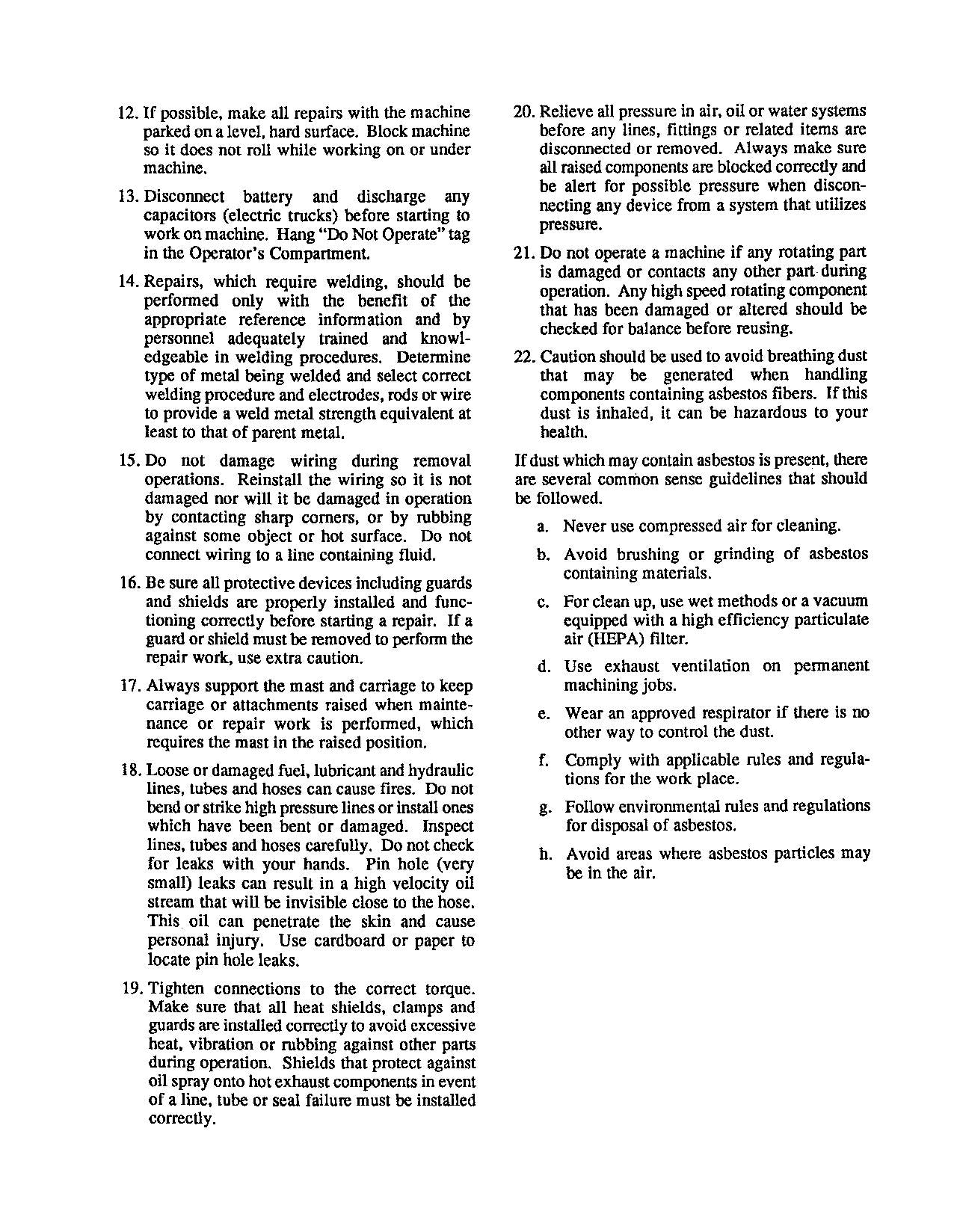 Caterpillar DP100 DP115 DP135 DP150 Chassis Mast Service Manual