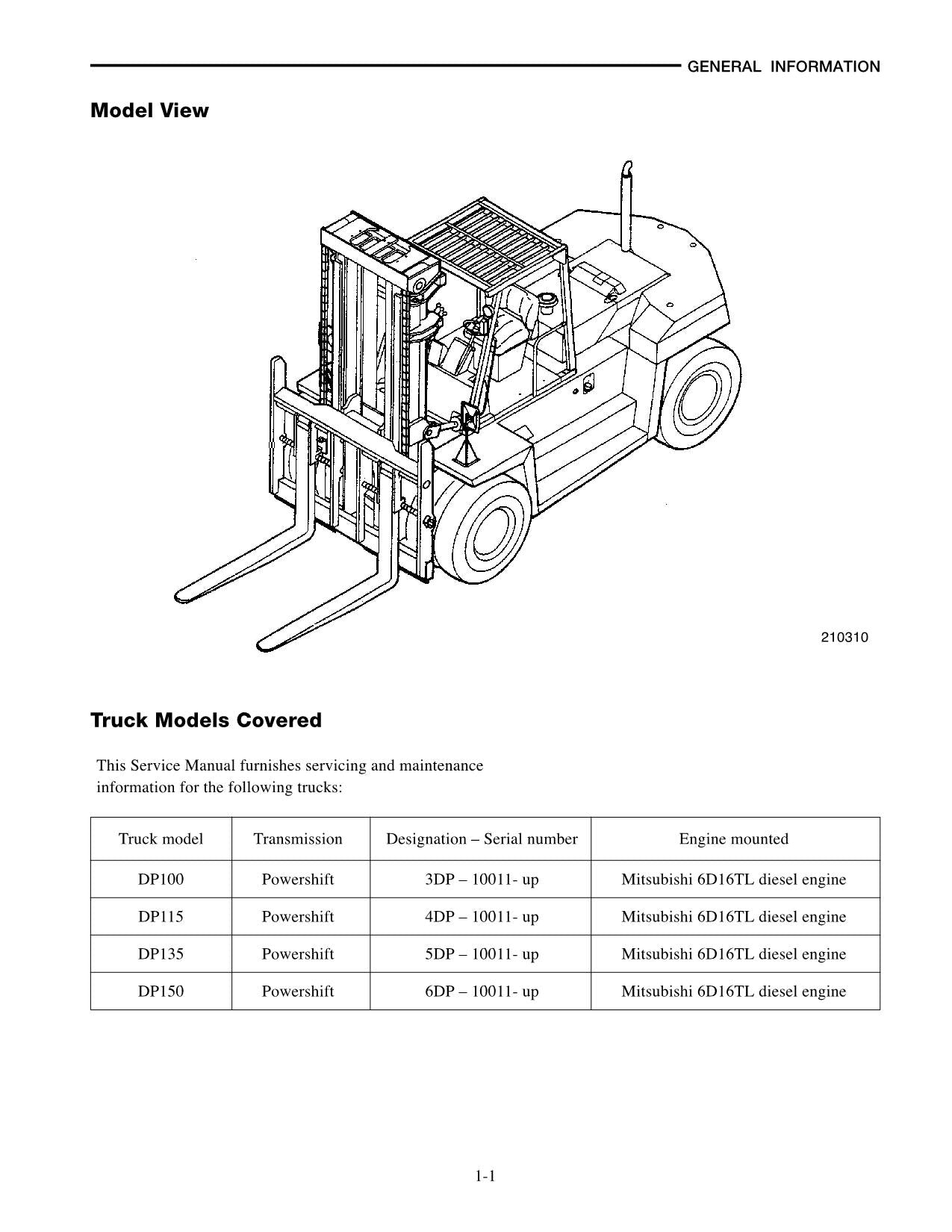 Caterpillar Lift Truck DP100 DP115 DP115 DP135 Chassis Mast Service Manual