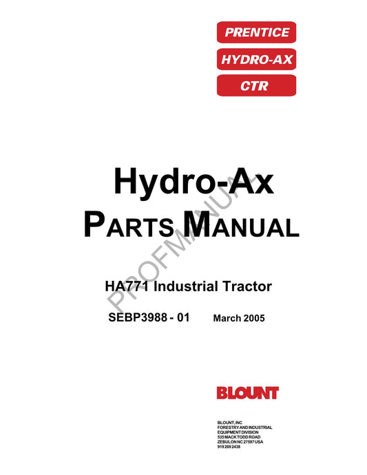 Caterpillar Hydro Ax HA771 Industrial Loader Parts Catalog Manual