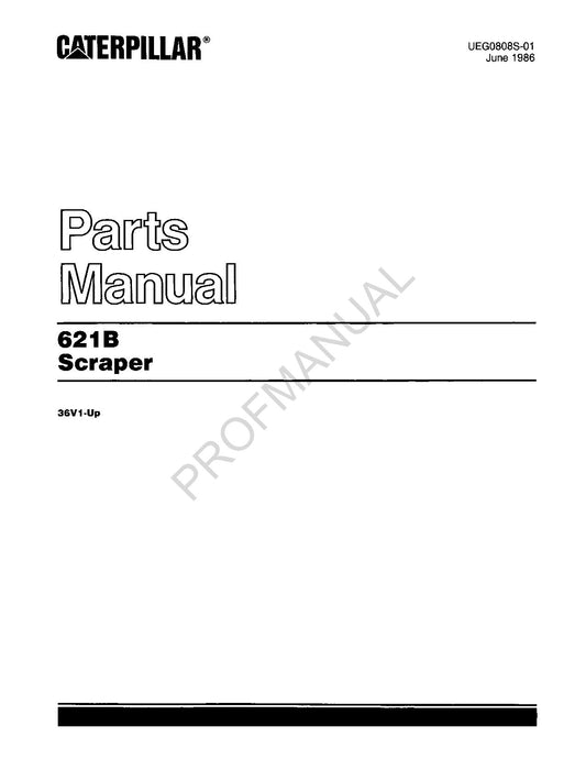 Caterpillar Cat 621B Scraper Parts Catalog Manual