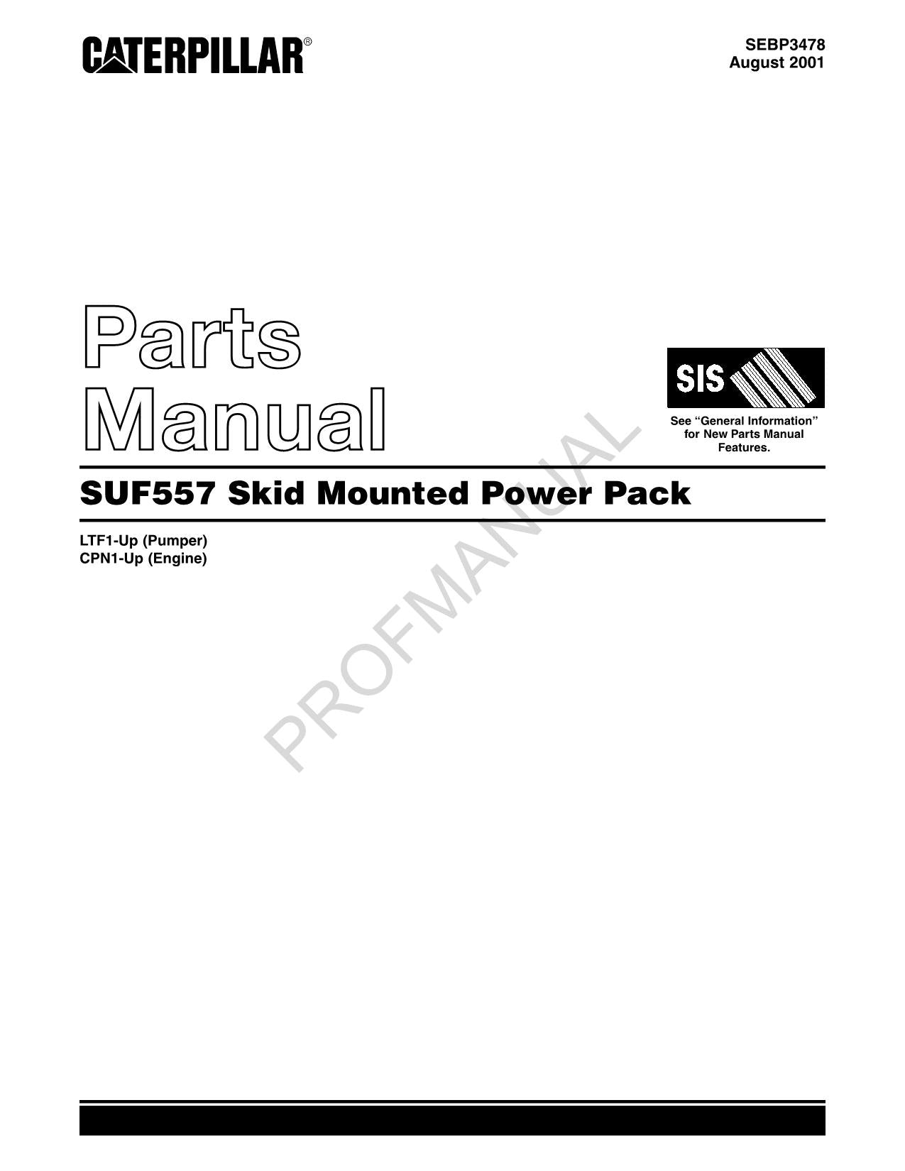 Caterpillar Cat SUF557 Skid Mounted Power Pack Parts Catalog Manual