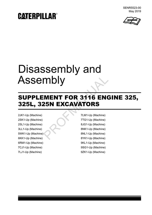 Caterpillar SUPPL 3116 ENGINE 325 325L 325N EXCAVATOR Disassembly Assem Manual